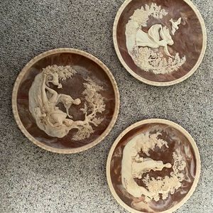 Trio of Incolay Romantic Poets Plates vintage